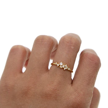 Elegants, burvīgs delikāts cz gredzens minimālu minimālisma cz klastera Aizdedzes bling augstākās kvalitātes sieviešu meitene cute rotaslietas gredzeni