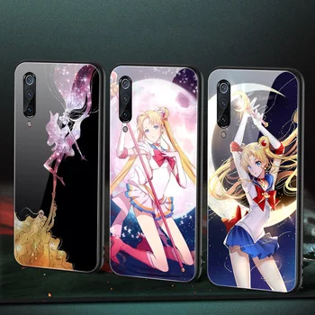 Ciciber Stikla Gadījumā Xiaomi Redmi Piezīme 8 9 10 X 7 8.A 10 9S 8T 9T A3 A2 6X 5X Pro, Max Samaisa 2s Lite F1 Gudrs Sailor Moon Būtiska Capa