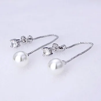 Vairumtirdzniecības 925 sterling sudraba modes kristāla pērle dāmas ilgi pušķi auskariem rotaslietas Ziemassvētku dāvanu sievietēm