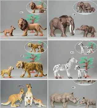Vairumtirdzniecības un mazumtirdzniecības rotaļlieta modelis Animas savvaļas tīģeris, lauva, zebra zilonis, degunradzis, Ķenguru māte ļoti labas kvalitātes