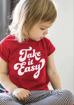 Ņemt To Viegli Funny Bērnu T-krekls Zēniem, Meitenēm Toddler Vasaras Īsām Piedurknēm Modes Topi, Krekli Bērnu Ikdienas O-veida kakla 8 Krāsu Tees