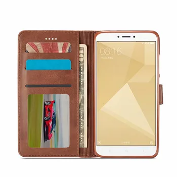 Xiaomi Redmi Piezīme 4X Gadījumā Ādas Vintage Phone Gadījumā Redmi 4. Piezīme Gadījumā, Flip Maciņš Gadījumos Par Xiaomi Redmi Piezīme 4X Segtu Coque