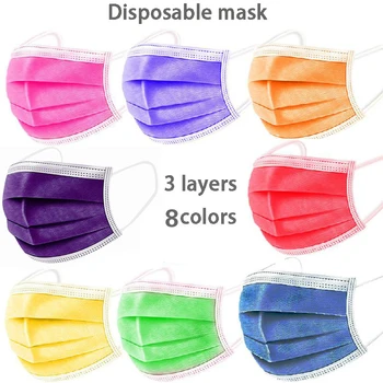 10-100gab Vienreizējās lietošanas neaustu 3-slāņu Filtrs Maska, Purpura, Oranža Augļi, Zaļā Mutes, Sejas Maska, Pieaugušo Elpojošs Multicolor Maska
