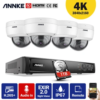 ANNKE 8CH 4K Ultra HD POE Tīkla Video Drošības Sistēmu, 8MP, H. 265+ VRR Ar 4gab 8MP Ūdensnecaurlaidīgu IP Kameras CCTV Drošības Komplekts