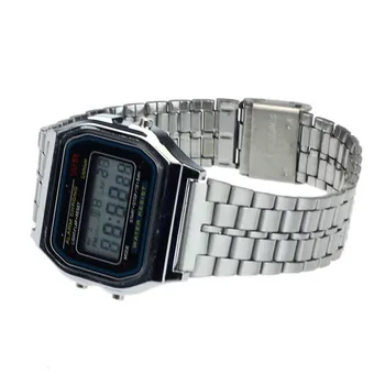 Vintage Sieviešu Nerūsējošā Tērauda Digitālais Modinātājs Hronometrs Rokas pulksteni Dāmas rokas Pulksteņi relogio feminino horloges Modes Pulkstenis B50
