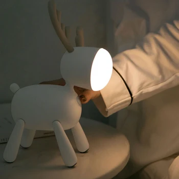 Aļņu, Briežu Rotācijas Nakts Gaismas Asti, Regulējams Laika USB Lampa Kids Guļamistaba Dekors cute nightlight Karikatūra lampas bērnu gultas lampa