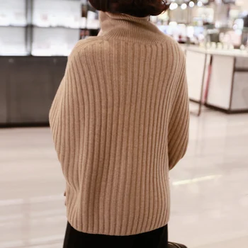 2020. gada Rudens un ziemas new augstas gredzenūbele bez piedurknēm, kašmira džemperis sieviešu biezas trikotāžas apakšā džemperis pulloverBatwing Piedurknēm