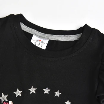 Dxton Meiteņu T-krekls Sequin t-veida Topi Vasaras t-krekls Meitenēm Pūce Modelis Bērnu Tees Dzīvnieku Izlīdzināšanu Piedurknēm Vasaras Meiteņu Tops 3-8Y