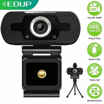 EDUP 1080P Kameru, Mini USB Datoru WebCamera Digital Web Cam Ar Micphone Grozāms Kameras Live Broadcast Video Zvana