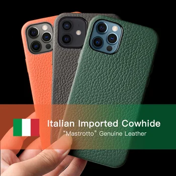 Itālijas Mastrotto Īstas Ādas Gadījumā iPhone 12 Pro Max 11 Xs Luksusa Augstas klases Superauto, Pātagot Modes Telefonu Gadījumos Vāciņu