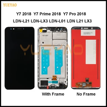 Par HUAWEI Y7 Ministru 2018 LCD skārienekrānu, Digitizer Ar Rāmi Huawei Y7 Pro 2018 Displejs LND L22 LX2 L21 LX3 L 23 LX1 TL30