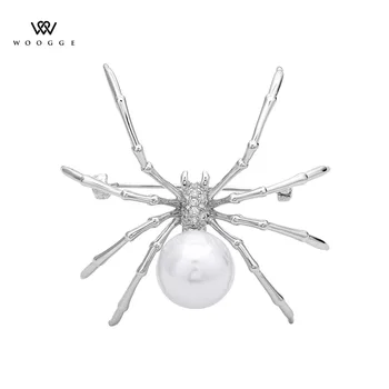 2018 Modes Rotaslietas Unikālo Lielā Kristāla Pērle Rhinestone Spider Broša Vīriešiem Broche Strass Vintage Dzīvnieku Piespraudes Sievietēm