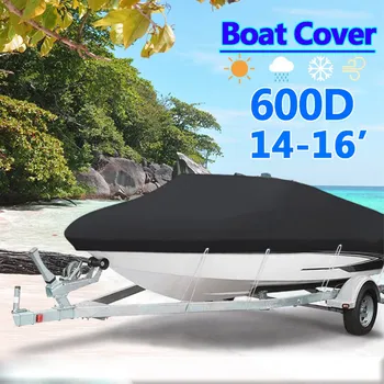 Melns Smago 14-16ft 600D Staru 90inch Trailerable Jūras Pakāpes Laivu Vāks Jahtu Laivu Ūdensizturīgs Anti-UV Laivu Piederumi