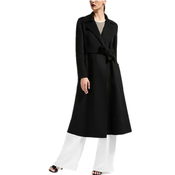 2020. gada Pavasarī Ziemas Dāmas Melnais Kamielis Pelēks Kašmira izskatās Maxi Ilgi dizaina Drēbes mētelis ar jostu Augstas kvalitātes Sieviešu mētelis