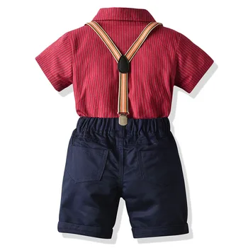 Baby Zēni Džentlmenis Drēbes Uzvalku Kokvilnas tauriņu Krekli+Bikses 3Pcs Komplekti, Kāzu, Dzimšanas dienu Kristību Apģērbs, Tērps, Tērpi Bērniem
