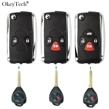 Okeytech Modificētu 2/3/4 Pogas Flip Locīšanas Tālvadības Auto Auto Atslēgu Gadījumā, Čaulas Nomaiņa Toyota Camry RAV4, Corolla PRADO YARI