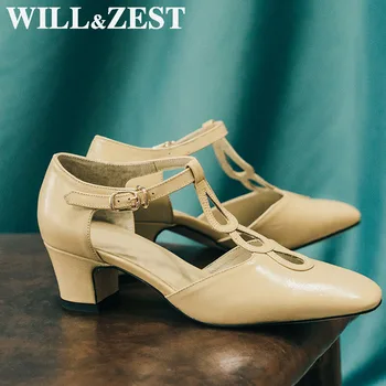 Būs&Kaisle T-Siksniņa Papēža Sieviešu Sandales 2020. Gadam Bēša Apavi Izlaiduma Kurpes Mary Janes Laukumā Sūkņi Vasaras Modes Dizainers