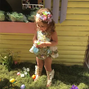Vasaras Bērnu Ziedu Romper Jaundzimušais Meiteņu Apģērbs Bērniem Princese Violeta romper Tutu Ziedu Kleitu 0-24M