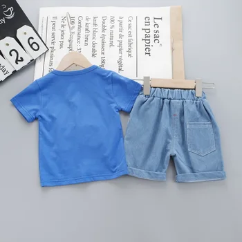 Bērnu Zēnu Apģērbu Komplekti, Vasaras Īsām Piedurknēm Raibs T-Krekls + Šorti 2 Gabalus Bērnu Kokvilnas Kostīms 1 2 3 4 Gadu Bērni