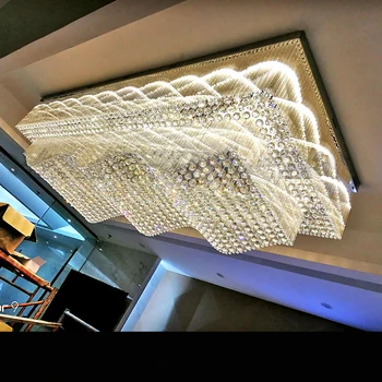 Vilnis dizaina lielu griestu lustras apgaismojums kristāla lampu AC110V 220v LED kristāla foajē gaismas,viesnīca lustra