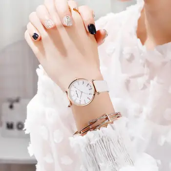 Modes Ādas Skatīties Sieviešu Vienkāršu Arābu Cipariem, Ikdienas Kleita Kvarca Pulkstenis Dāmas Rokas Pulksteņi Dāvanu Reloj Mujer Relogio Feminino