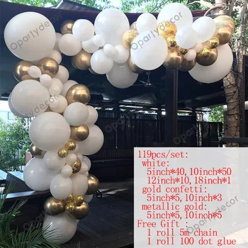 Lielu Baltu Balonu, Vainags Zelta Konfeti Pārredzamu Bumbiņas, Dzimšanas Dienu, Kāzu Dekorēšana, Baloni Arkas Bērnu Shoewer Piederumi