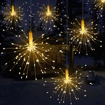 DIY Salokāms Pušķis Formas LED String Gaismas, Uguņošanas Bateriju Darbināmas Dekoratīvās 120 led Pasaku Gaismas Vainags Terases Ziemassvētku