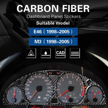 Oglekļa Šķiedras Iekšējā mērinstrumentu Paneļa Dekoratīvā Rāmja Paneļa Vāciņa Uzlīmes Apdares Interjera BMW E46 M3 1998-2005