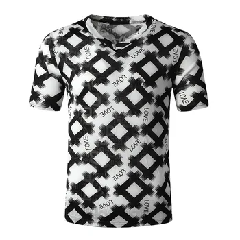 Vīriešu Drukāt Kokvilnas T-krekls 2020. gada Vasarā Jaunu V-veida kakla Īsām Piedurknēm Tee Kreklu Homme Gadījuma Hip Hop Mens Black Tshirts Camisetas Hombre