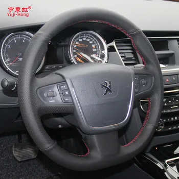 Yuji-Honkonga Automašīnas Stūres Aptver Gadījumā par Peugeot 508 (Gumijas Tipa) Augšējā Slāņa Īstu Govs Ādas Roku šūtas Riteņa Pārsegs