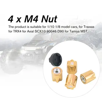 4gab RC Auto Riteņa diska Centra Vāciņu M4 vītni 1/10 RC 1/8 Kāpurķēžu lai Traxxas par TRX4 par Aksiālo SCX10 90046 D90 par Tamiya MST