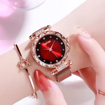 Luksusa Sieviešu Pulksteņi 2020. Gadam Dāmas Rose Gold Skatīties Zvaigžņotās Debesis Magnētisko Ūdensizturīgs Sieviešu rokas Pulkstenis relogio feminino reloj mujer