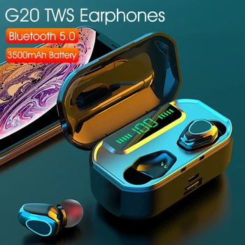 G20 Bluetooth 5.0 Austiņas Bezvadu Zilo zobu Austiņu Bluetooth5.0 3500mAh Akumulatora Uzlādes Gadījumā 9D Stereo Skaņu TWS Earbuds