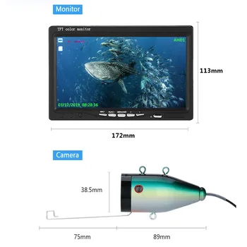 7inch Krāsu LCD Fish Finder Zemūdens Zvejas Kamera 15pcs Baltā Led+15pcs Infrasarkanās Lampas AHD1080P 15M Kameru Zemledus Makšķerēšana