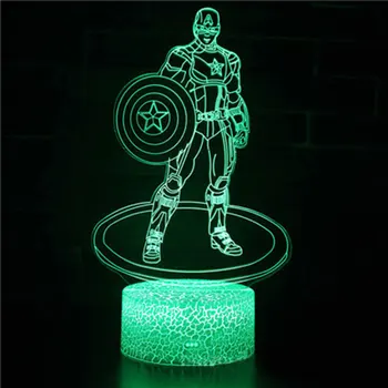 Captain America Vairogs tēma 3D Lampas LED nakts apgaismojums 7 Krāsas Maiņa Pieskarieties Garastāvokļa Lampa Ziemassvētku dāvanu Dropshippping
