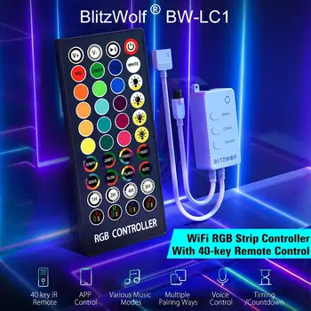 BlitzWolf BW-LC1 DC12V bluetooth, WiFi RGB LED Slokšņu Kontrolieris Ar 40Keys Smart Tālvadības pults Strādā ar Alexa, Google Palīgs