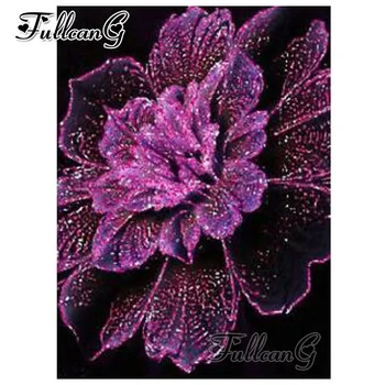 FULLCANG 5d diy mozaīkas pilna izšuvumi purpura ziedu dimanta krāsošana kvadrātveida/kārtas urbt rhinestone krāsot ar dimantu, FC743