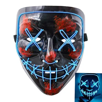 Halovīni Scary Masku Kostīmu, Masku, EL Wire Gaismas Cosplay LED Kostīms, Maska, Stieples Gaismas Halloween Festivāls Pusi 10 Krāsas Q30