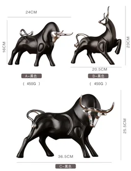 Creative Black Red Cow Bull Dzimšanas Dienas Dāvanu Sveķu Amatnieku Rokdarbu Liellopu Morden Dzīvnieku Figūriņas Miniatūras Fengshui Mājas Dekoru