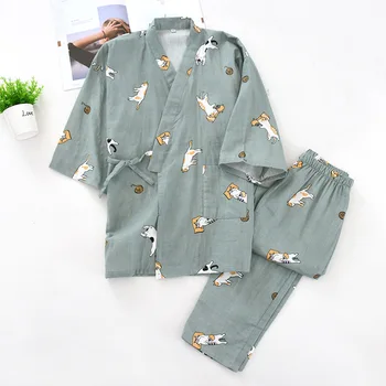 Japāņu Stila Kimono Kokvilnas Sleepwear Augstas kvalitātes Naktsveļu Dienas Naktskrekli Apakšveļa Sexy Cute Pidžamas Komplekts Femme Pyjama