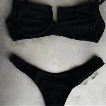 Seksīgi Bikini Komplekts Sievietēm Pārsējs Push-up Polsterētām Krūšturis Siksnas Peldkostīmu Stiept Bodycon Augsta Vidukļa peldkostīms, Peldbikses