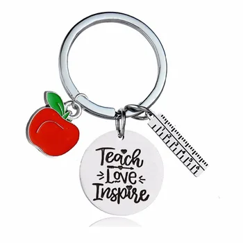 12PC/Daudz Apple Valdnieks Sirds Piekariņi Keyring Skolotāju Rotaslietas Mācīt Mīlestību, Iedvesmo Keychain Skolotājiem Dāvanas Skolotāju Diena Dāvanas
