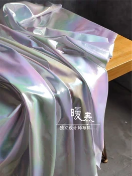 Spilgtas Krāsas Gradients Atstarojoša Auduma Spoguli Varavīksnes Atstarojošs DIY Apģērbu Mētelis Fona Dekors Cosplay Audumu Dizainers