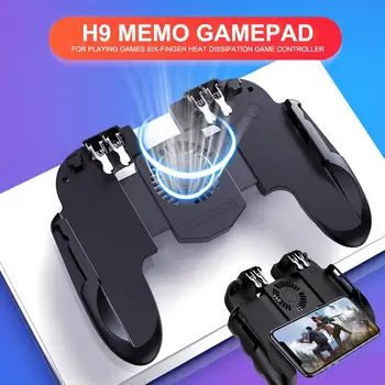 H9 Sešu Pirkstu PUBG Spēle Kontrolieris Gamepad Izraisīt Fotografēšanas Bez Uguns Dzesēšanas Ventilatoru Gamepad Kursorsviru IOS Android Mobilais Tālrunis