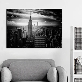 New York City Manhattan Melnā, Baltā Ēka, Audekls Gleznošanai Plakāti un Izdrukas Cuadros Sienas Art Attēlus Dzīvojamā Istaba