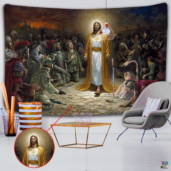 Jēzus Kristus Viduslaiku Un Romiešu Mākslas, Eļļas Glezna Drukas Apdare Wall Mount Mandala Gobelēns Joga Mat Paklājs Mājas Apdare
