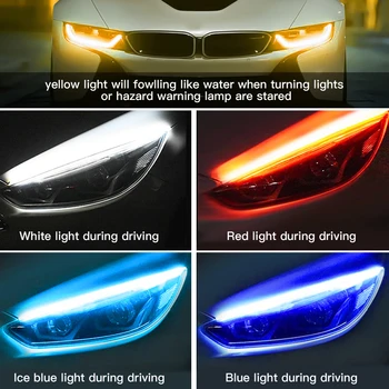 Auto LED Dienas Gaismas lukturi Elastīga, Mīksta Rokasgrāmata Lentes 12V Dinamiskā Pagriezienu Signālu Par Hyundai I10 I20 I30 IX35 Santa Fe Creta