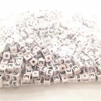 Chenkai 100gab 10*10mm balta Akrila Plastmasas Alfabēta Cube Vēstuli Krelles laukumā pērlītes 3mm caurumu Atsevišķu Singel Vēstuli