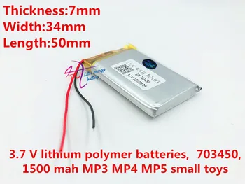 Lēti MP3 1500mah akumulators 3.7 V litija polimēru baterija 703450 073450 GPS mobilo akumulatora