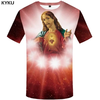 KYKU Jēzus T-krekls Vīriešiem Telpa T Anime Drēbes Hip Hop Tee Punk Rock Streetwear Galaxy Vīriešu Apģērbu 2018. Gada Vasaras Ikdienas Topi